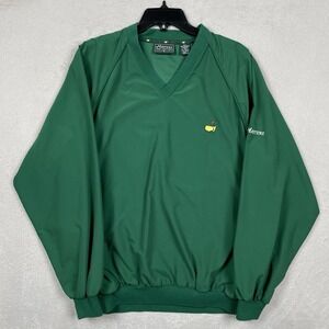 Masters Collection Windbreaker Mens Medium Green V Neck Pullover Pockets Golf